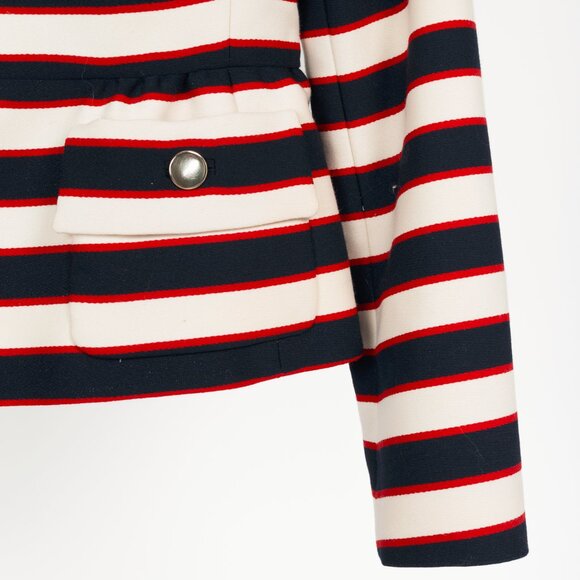 Valentino Resort 2014 White & Navy Striped Wool & Silk Peplum Jacket - Picture 5 of 11